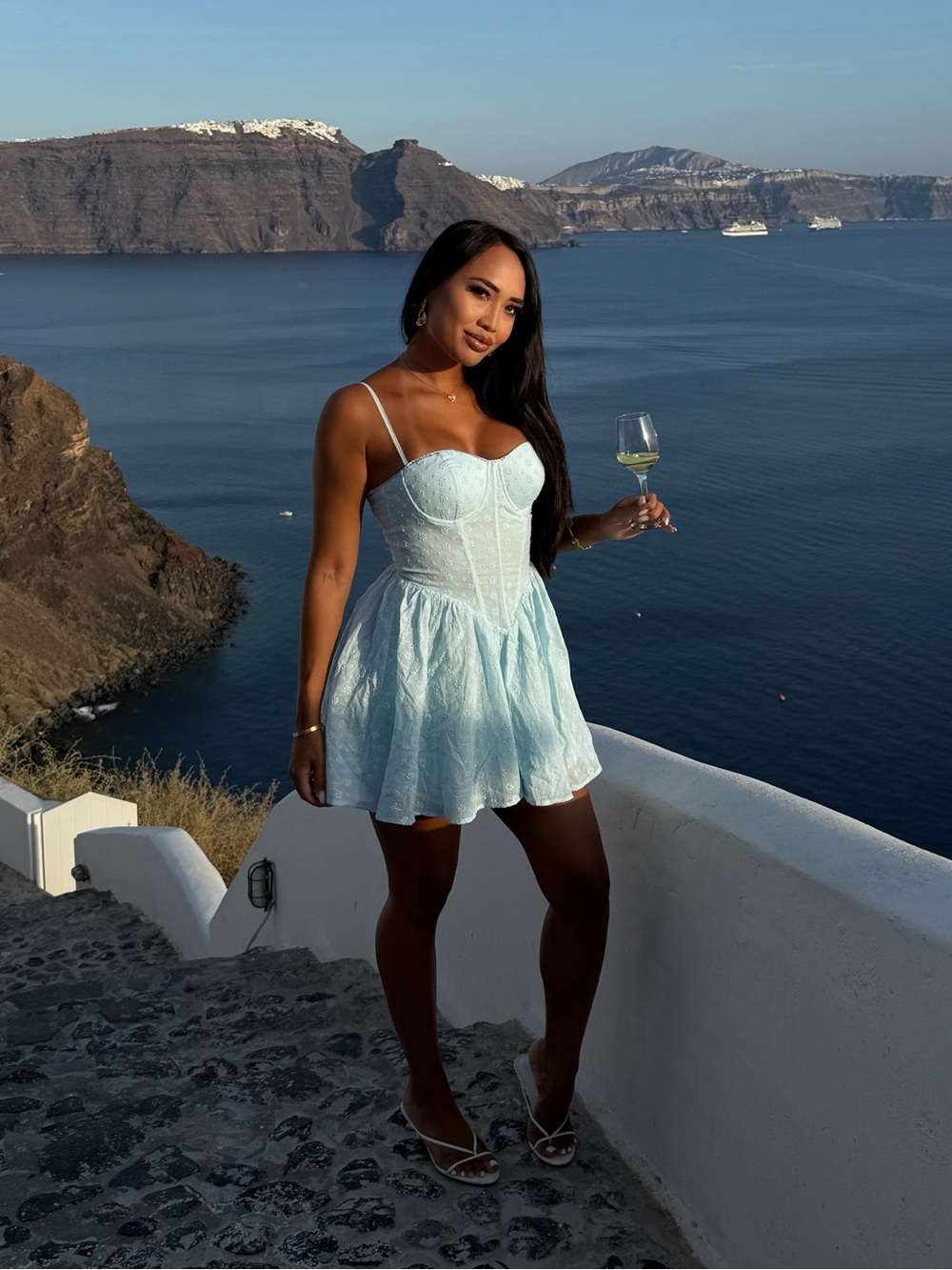 Light Blue Spaghetti Strap Mini Dress